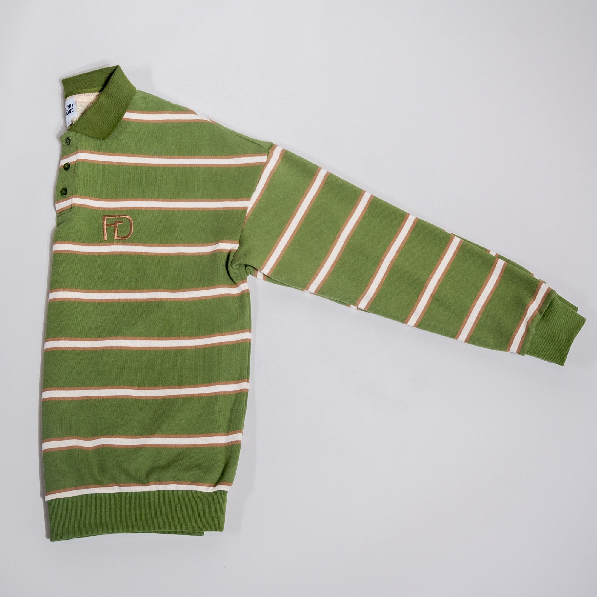 Vintage Olive Striped Polo