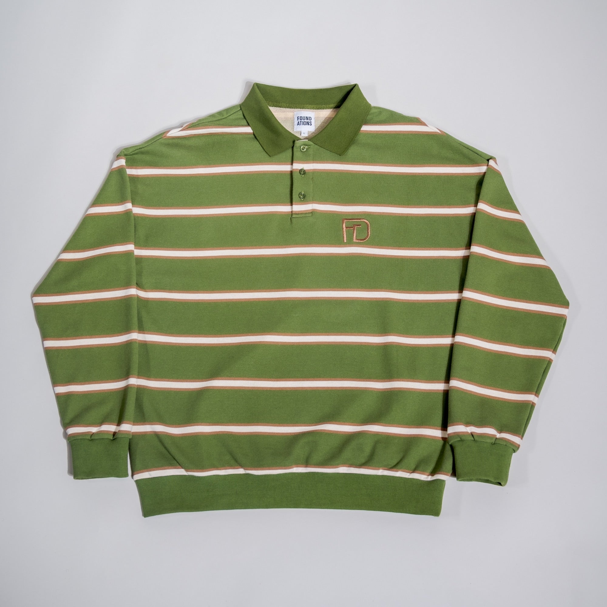 Vintage Olive Striped Polo