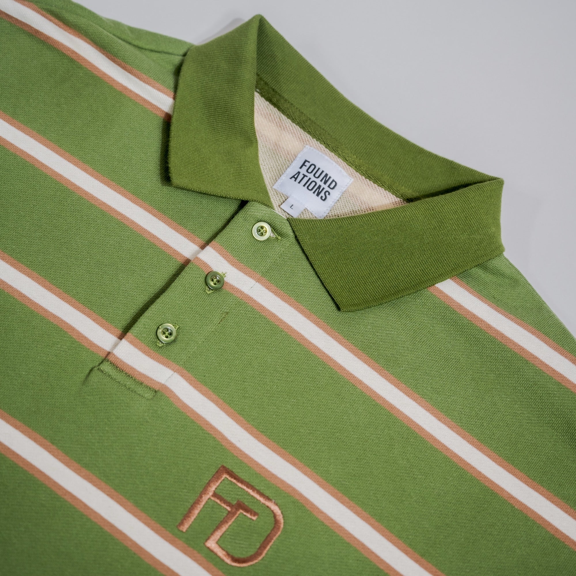 Vintage Olive Striped Polo