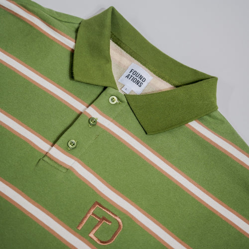 Vintage Olive Striped Polo