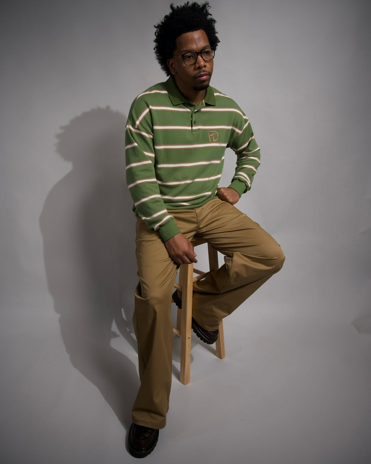 Vintage Olive Striped Polo