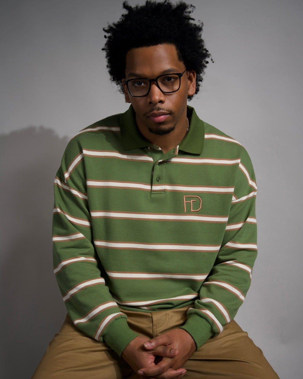 Vintage Olive Striped Polo