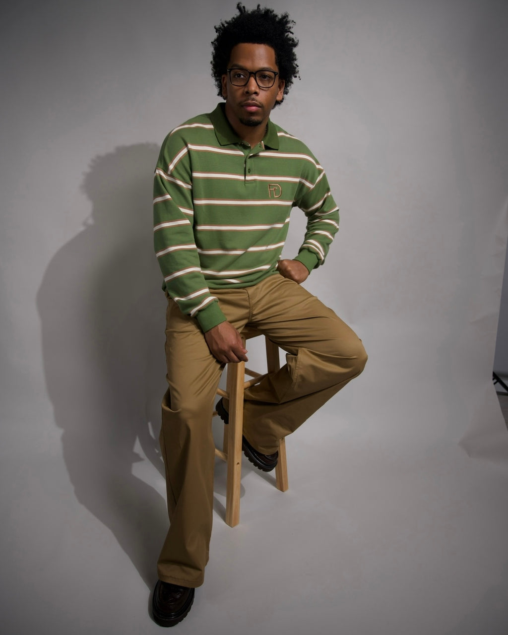 Vintage Olive Striped Polo