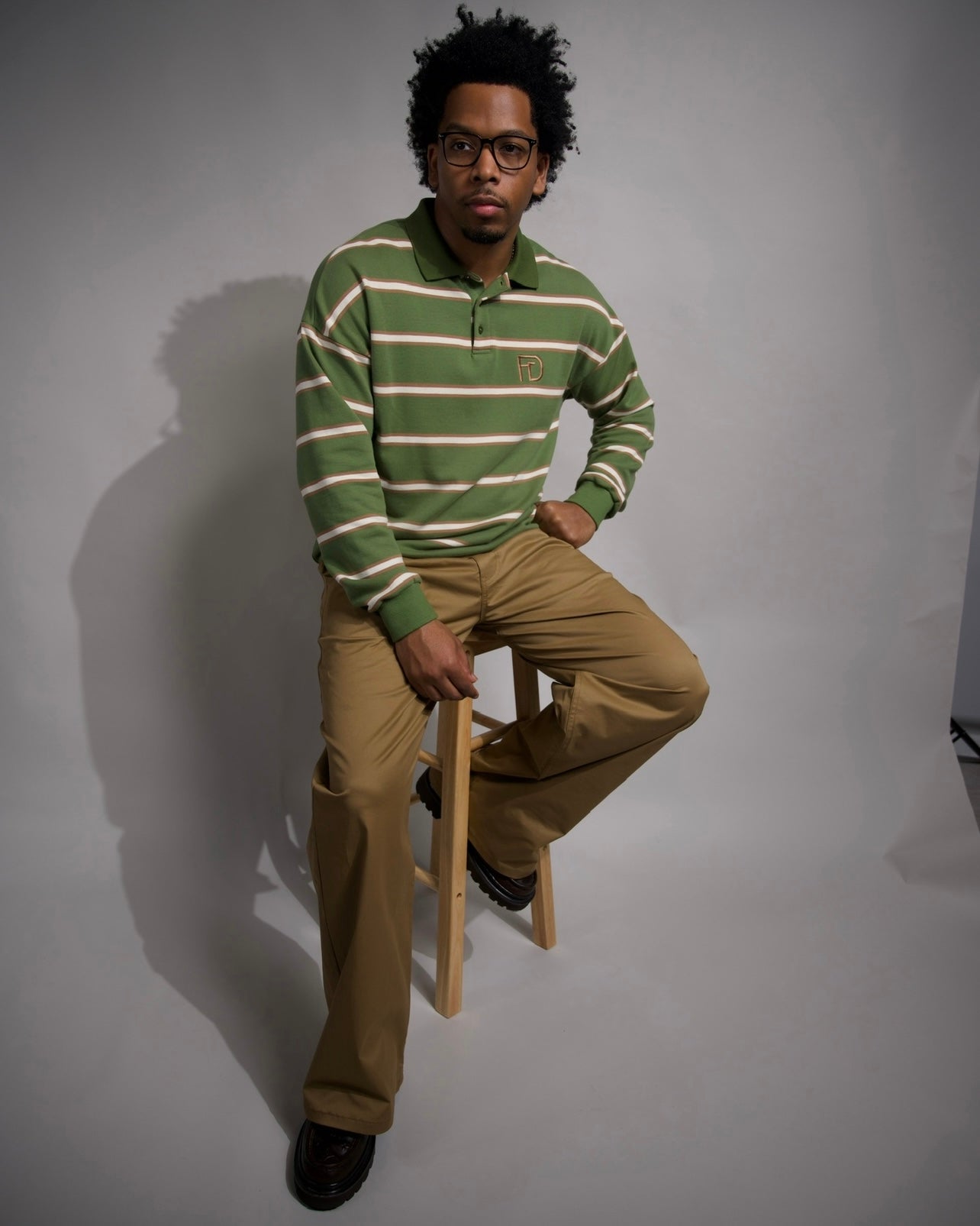 Vintage Olive Striped Polo