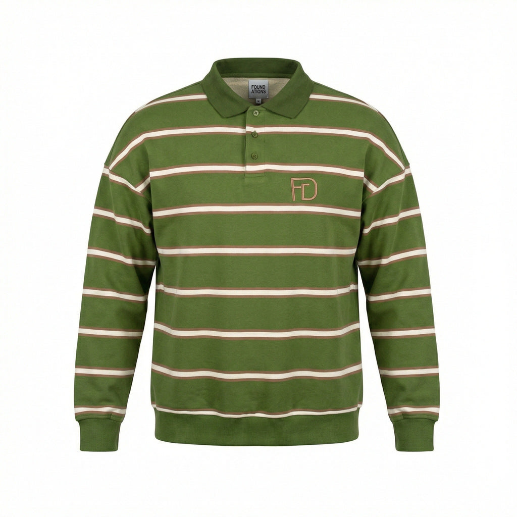 Vintage Olive Striped Polo