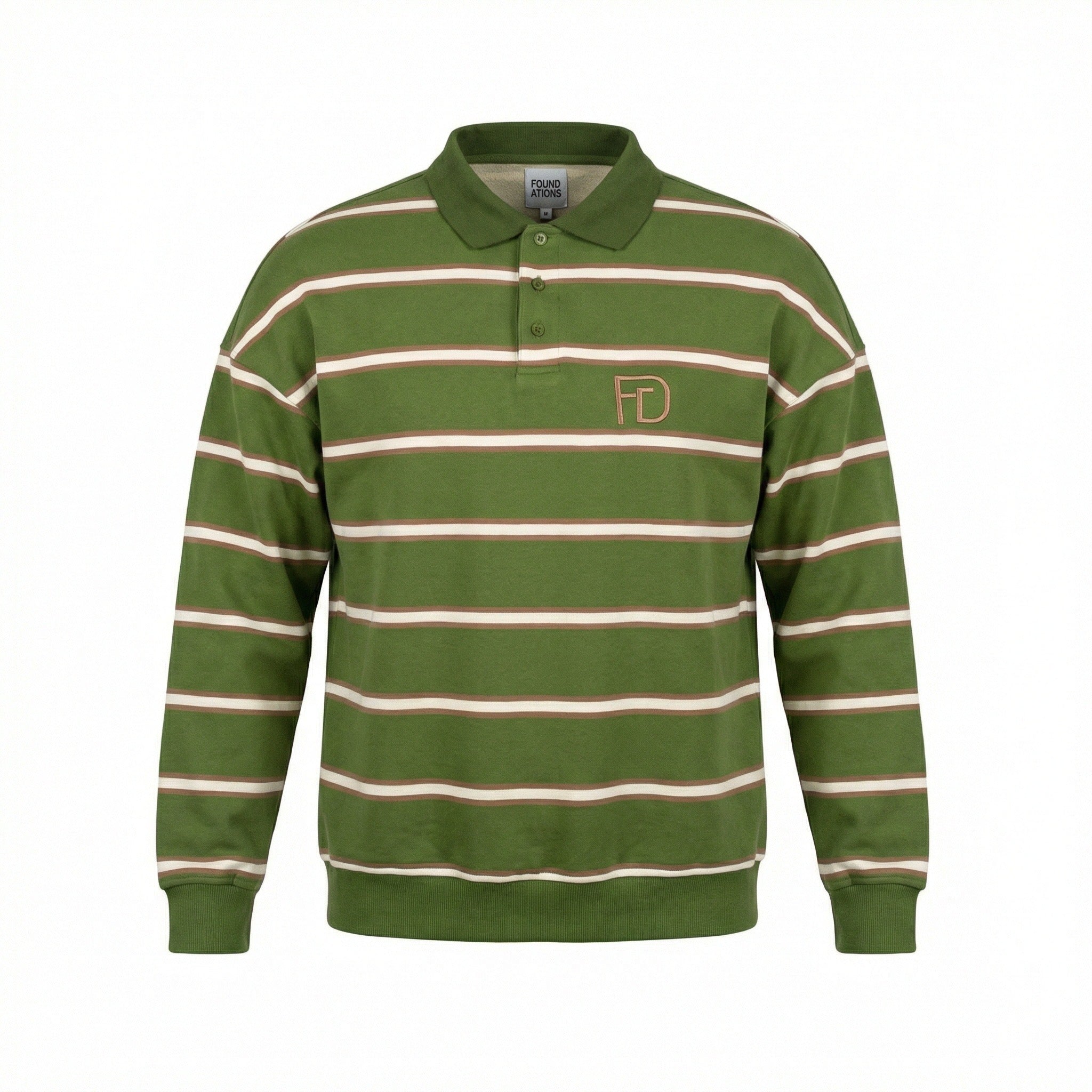 Vintage Olive Striped Polo