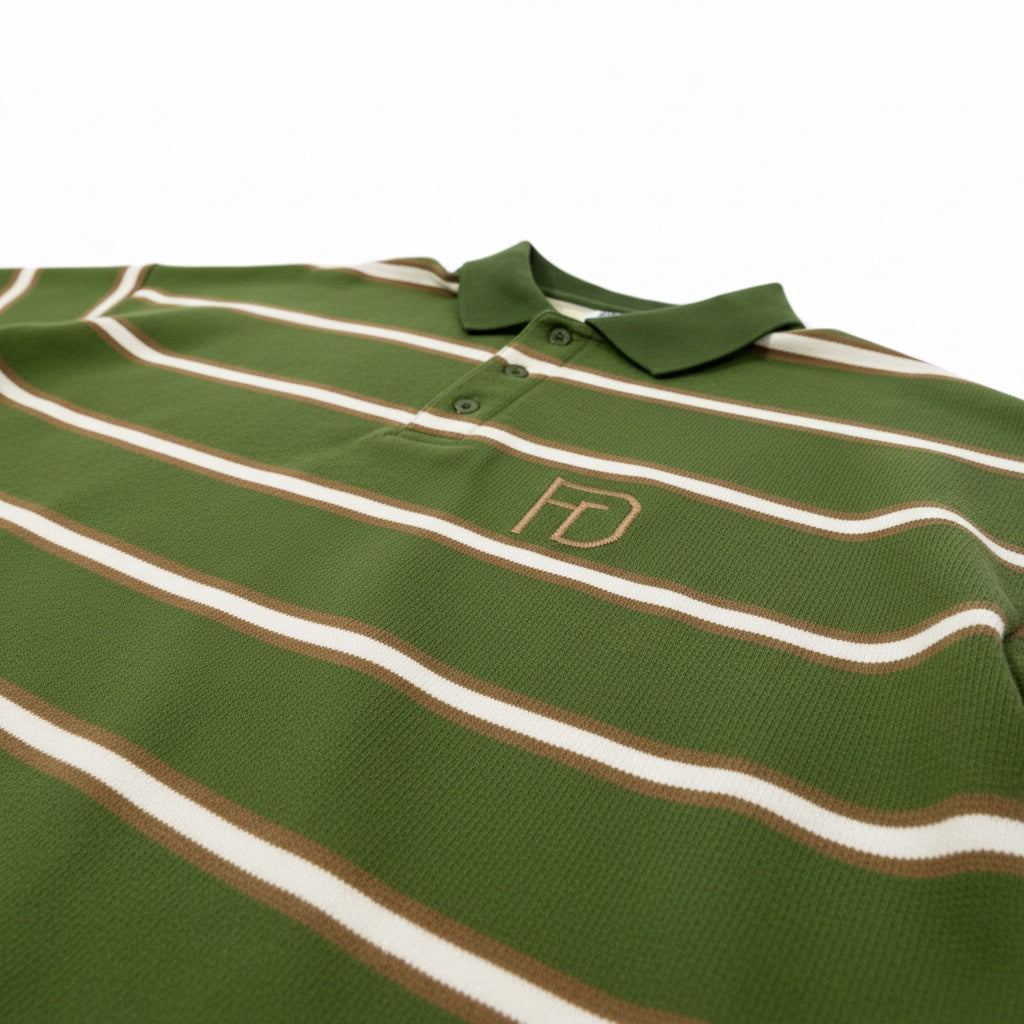 Vintage Olive Striped Polo