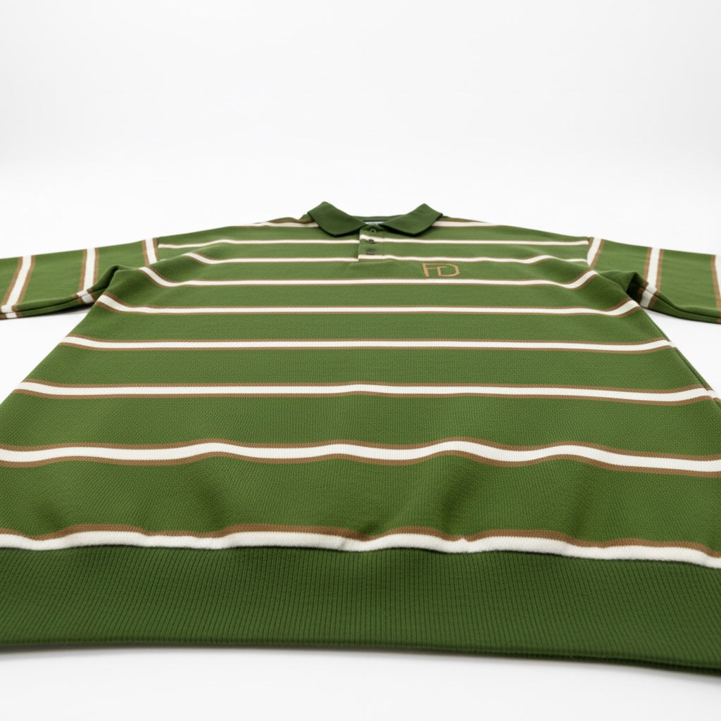 Vintage Olive Striped Polo